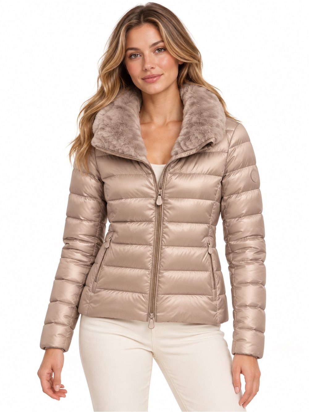 SAVE THE DUCK WOMEN'S MEI PUFFER JACKET in Creamy Beige • small